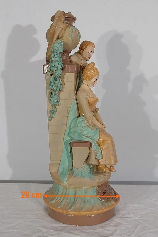 Important Groupe en plâtre « Le loup et l’agneau », de F-A. Piquemal - Fin XIXe