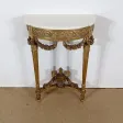 Console d’appui Demi-lune en Marbre et Bois doré, Louis XVI – Milieu XIXe