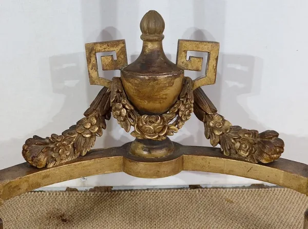 Console d’appui Demi-lune en Marbre et Bois doré, Louis XVI – Milieu XIXe