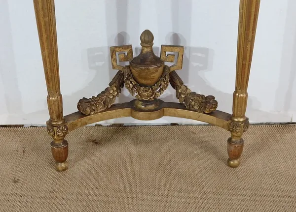 Console d’appui Demi-lune en Marbre et Bois doré, Louis XVI – Milieu XIXe