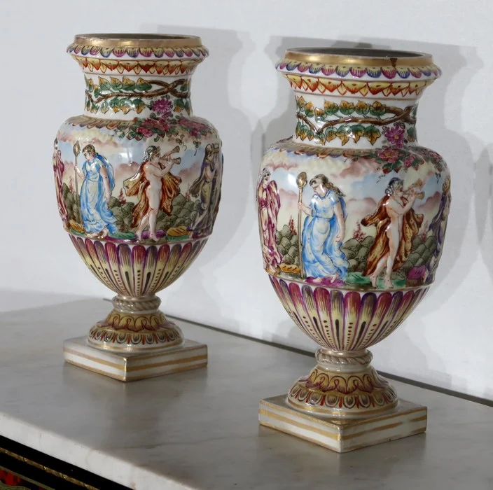 PAIR OF CAPODIMONTE VASES