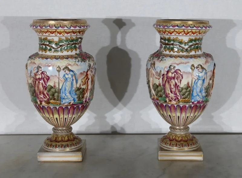 PAIR OF CAPODIMONTE VASES