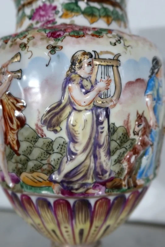 PAIR OF CAPODIMONTE VASES