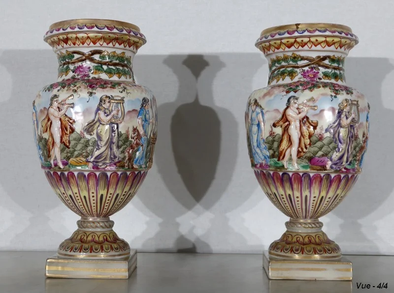 PAIR OF CAPODIMONTE VASES