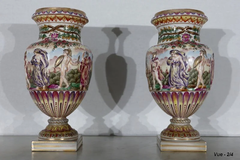 PAIR OF CAPODIMONTE VASES