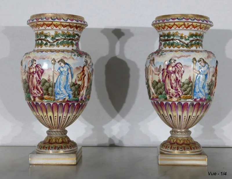 PAIR OF CAPODIMONTE VASES