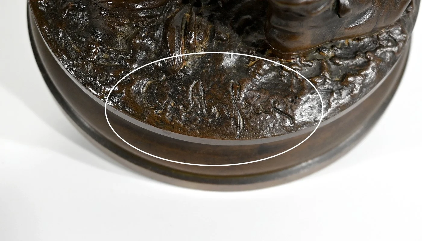 Important Bronze « Bonne Pêche »  de C. Anfrie – XIXe