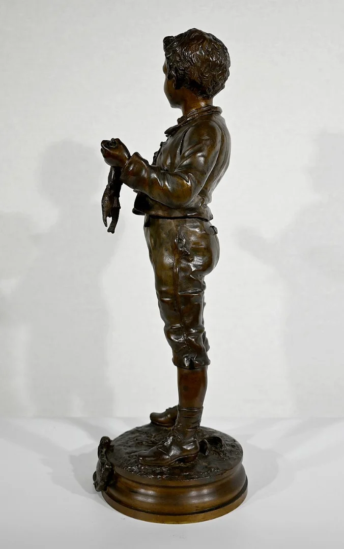 Important Bronze « Bonne Pêche »  de C. Anfrie – XIXe