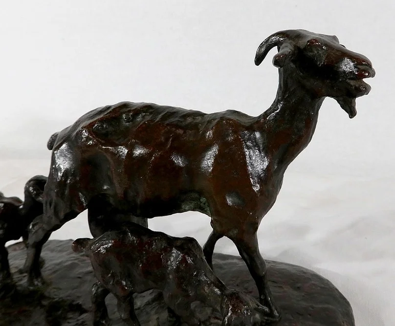 Bronze « Chèvre et ses chevreaux » d’A.Bitter – 1ère partie du XXe
