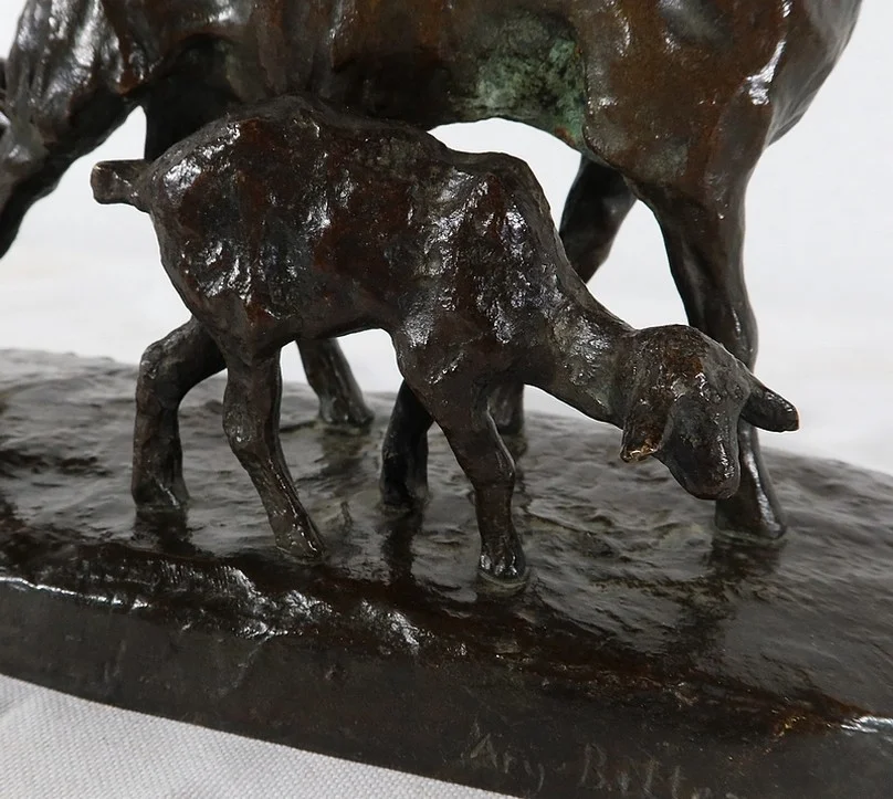 Bronze « Chèvre et ses chevreaux » d’A.Bitter – 1ère partie du XXe