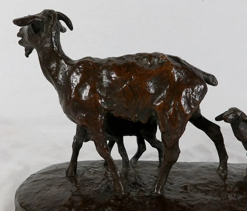 Bronze « Chèvre et ses chevreaux » d’A.Bitter – 1ère partie du XXe