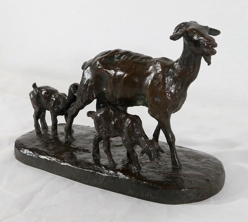 Bronze « Chèvre et ses chevreaux » d’A.Bitter – 1ère partie du XXe
