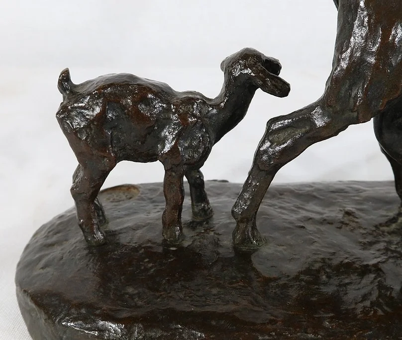 Bronze « Chèvre et ses chevreaux » d’A.Bitter – 1ère partie du XXe