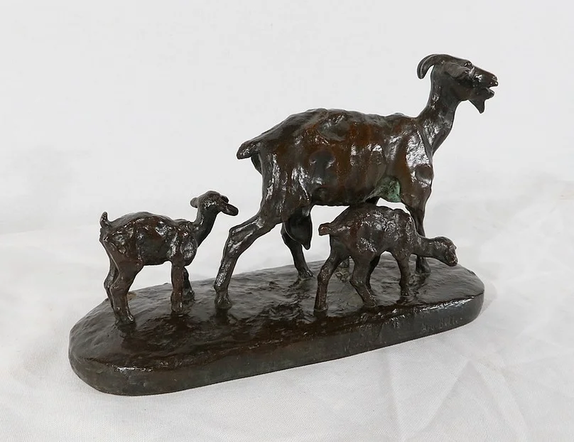 Bronze « Chèvre et ses chevreaux » d’A.Bitter – 1ère partie du XXe