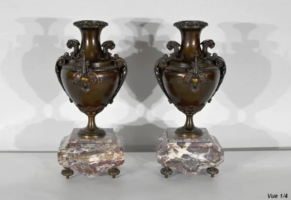 Garniture de Cheminée en Marbre et Bronze – Fin XIXe