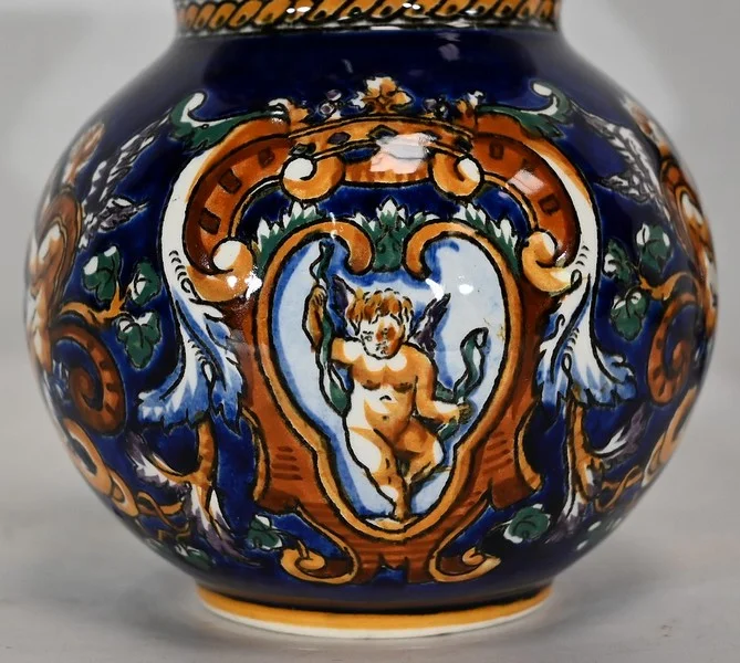 Plateau et Vases en Faïence de Gien, style Renaissance – Début XXe