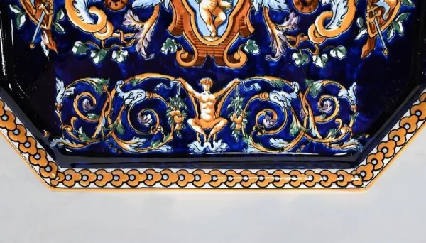 Plateau et Vases en Faïence de Gien, style Renaissance – Début XXe