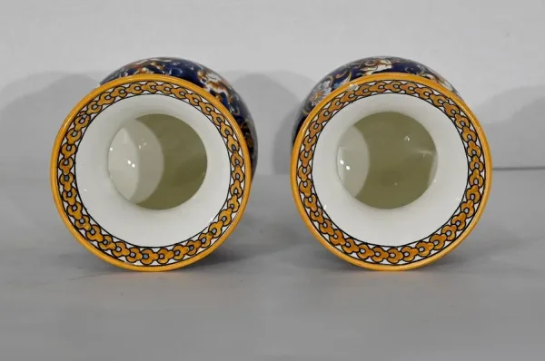 Plateau et Vases en Faïence de Gien, style Renaissance – Début XXe