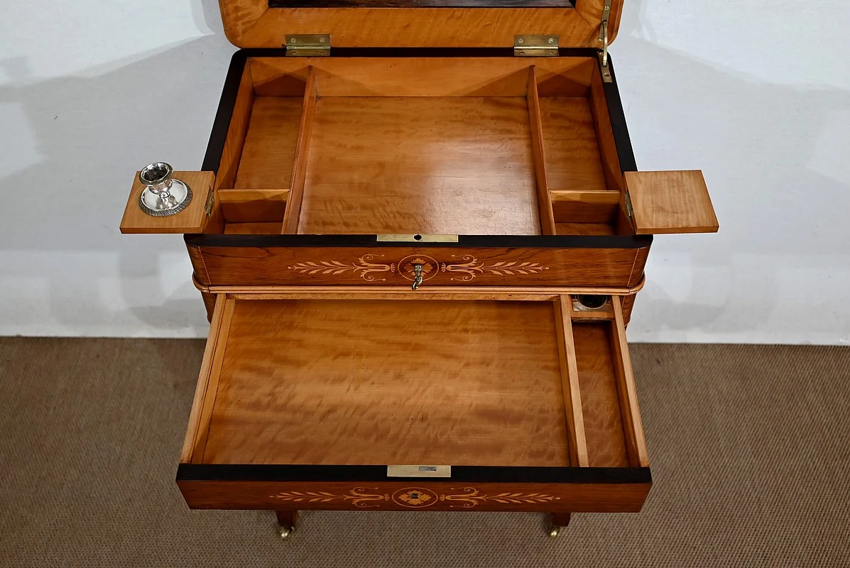 Petite Coiffeuse Ecritoire en Palissandre de Rio, époque Charles X – Début XIXe
