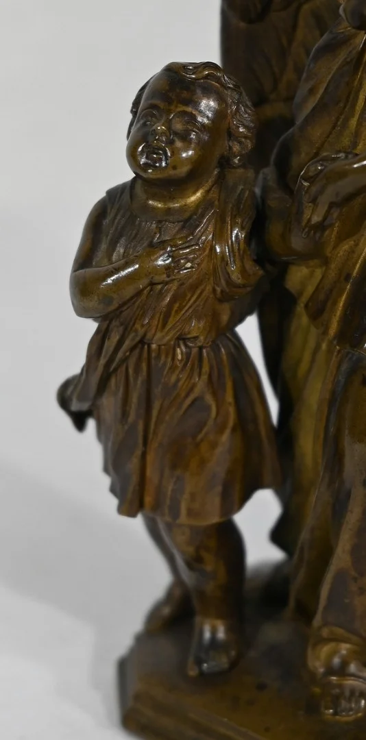 Bronze Patiné, « Enfant conduit par un Ange » – 1900