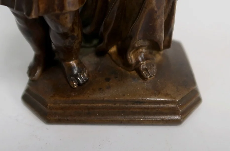 Bronze Patiné, « Enfant conduit par un Ange » – 1900