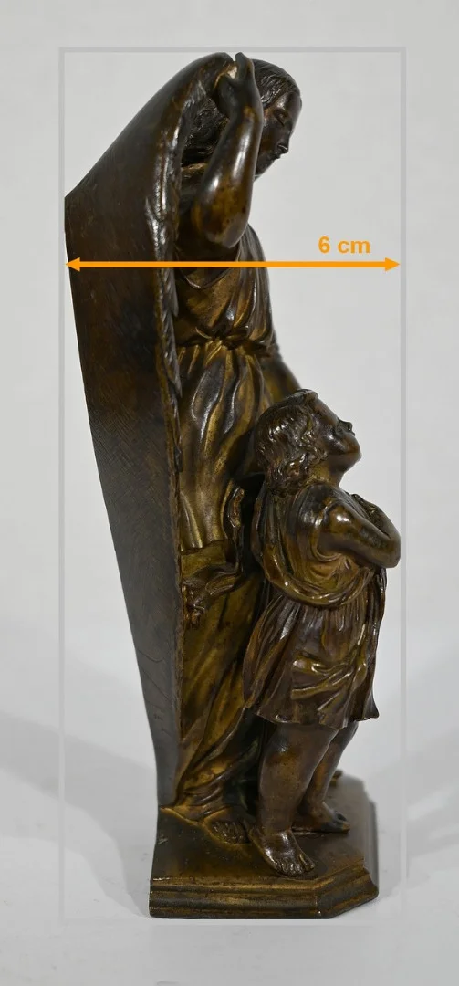 Bronze Patiné, « Enfant conduit par un Ange » – 1900