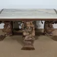 Table Basse en Fer Forgé et Marbre, J.M. Rothschild – 1950