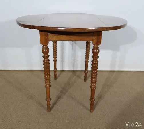 Petite Table d’appoint formant Console en Noyer massif – Fin XIXe