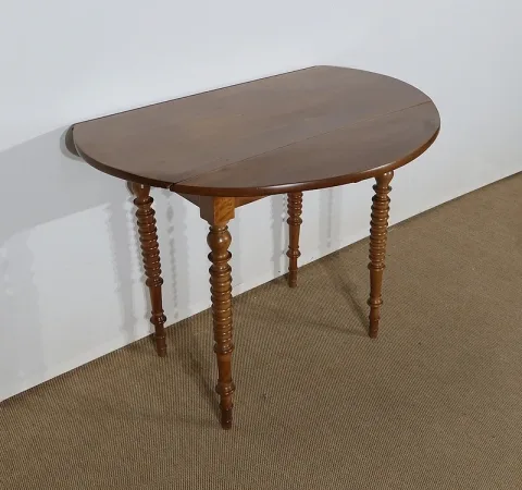 Petite Table d’appoint formant Console en Noyer massif – Fin XIXe
