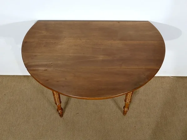 Petite Table d’appoint formant Console en Noyer massif – Fin XIXe