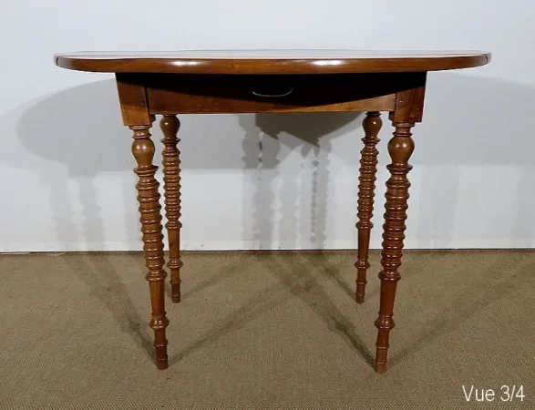 Petite Table d’appoint formant Console en Noyer massif – Fin XIXe