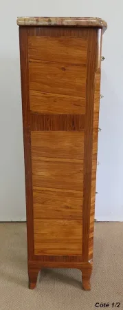 Petit Chiffonnier en Bois de Rose et de Violette, estampillé « Boudin », époque Transition Louis XIV / Louis XV – 1760
