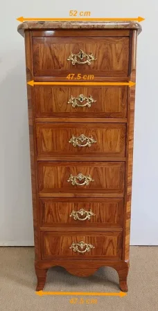 Petit Chiffonnier en Bois de Rose et de Violette, estampillé « Boudin », époque Transition Louis XIV / Louis XV – 1760
