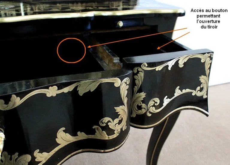 Rare Cabinet en Bois Noirci et Laiton, époque Napoléon III - XIXe