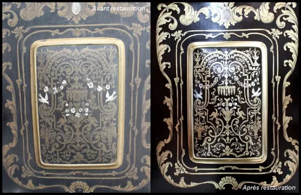 Rare Cabinet en Bois Noirci et Laiton, époque Napoléon III - XIXe
