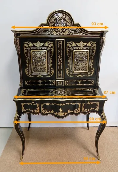 Rare Cabinet en Bois Noirci et Laiton, époque Napoléon III - XIXe