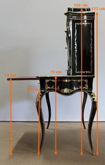 Rare Cabinet en Bois Noirci et Laiton, époque Napoléon III - XIXe