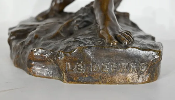 Important Bronze "Le Départ", signé V. Tournier - 2ème moitié XIXe