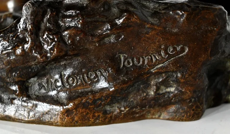 Important Bronze "Le Départ", signé V. Tournier - 2ème moitié XIXe