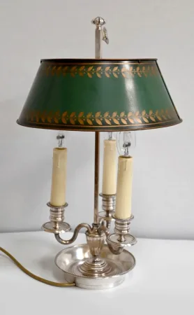 Lampe Bouillotte en Métal Blanc, style Empire – Début XXe