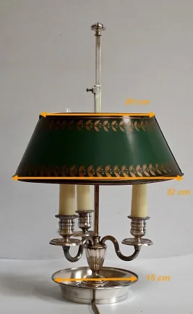 Lampe Bouillotte en Métal Blanc, style Empire – Début XXe