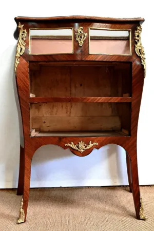 Petite Commode Vitrine en Acajou et Bois de Violette, style Louis XV – Fin XIXe