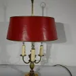 Lampe Bouillotte en Laiton à abat-jour Rouge, style Louis XVI – XXe