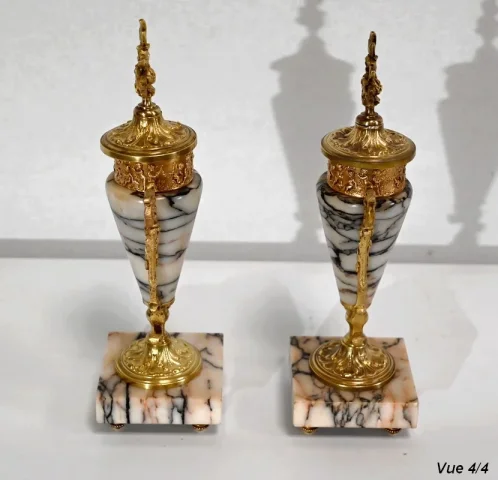 Paire de Cassolettes en Marbre et Bronze - 1920