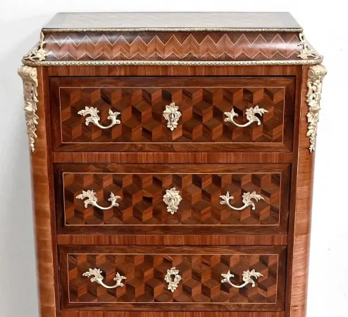 Secrétaire Semainier en Bois Précieux, style Louis XV, époque Napoléon III – Milieu XIXe