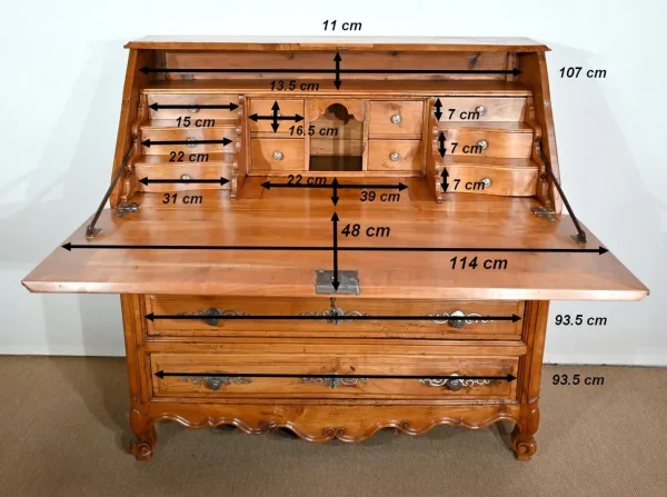 Commode Secrétaire en Merisier massif, style Louis XV – Début XIXe