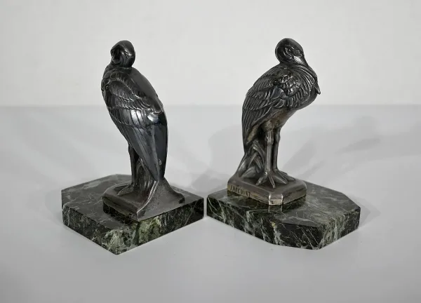 Paire de Serre-livres « Hérons » signés M. Frécourt, Art Déco – 1920