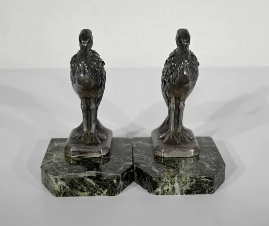 Paire de Serre-livres « Hérons » signés M. Frécourt, Art Déco – 1920
