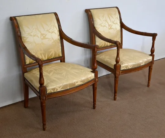 Paire de Fauteuils en Acajou, style Louis XVI / Directoire – Début XIXe