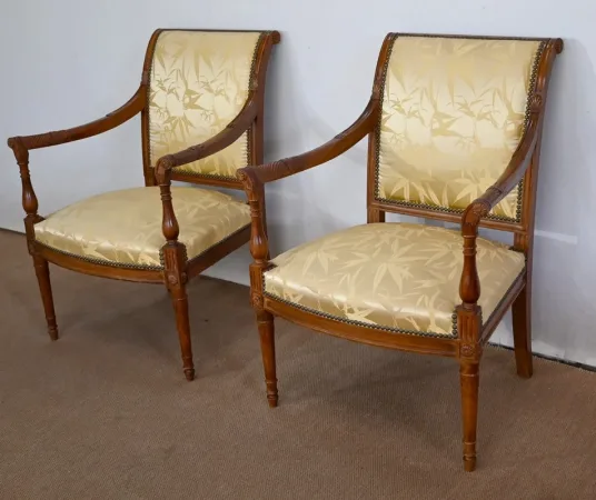 Paire de Fauteuils en Acajou, style Louis XVI / Directoire – Début XIXe